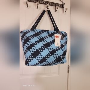 Wildfox Woven Blue and Black Beach Tote Bag